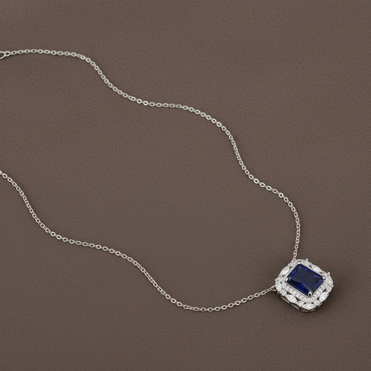 Bound Jewels Luxury Classy Square Zircon Pendant - Rhodium
