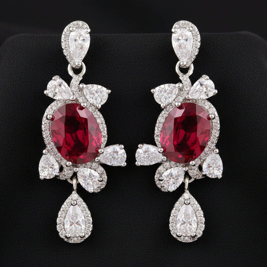 Bound Jewels Zircon Drop Earrings - Rhodium