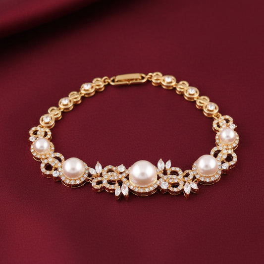 Bound Jewels Silver Pearl Bracelet - Rhodium Plated