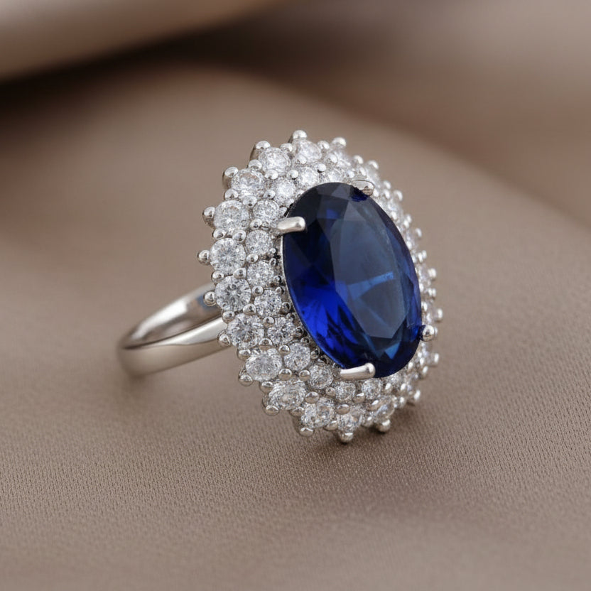 Bound Jewels Luxury Formal Oval 3A Zircon Ring - Rhodium