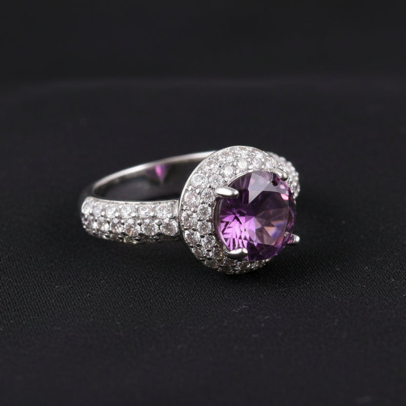Bound Jewels Zircon Solitaire Pave Bezel Ring - Rhodium