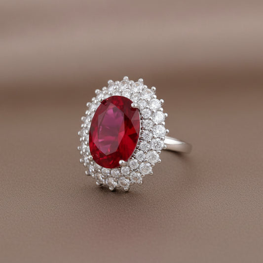 Bound Jewels Luxury Formal Oval 3A Zircon Ring - Rhodium