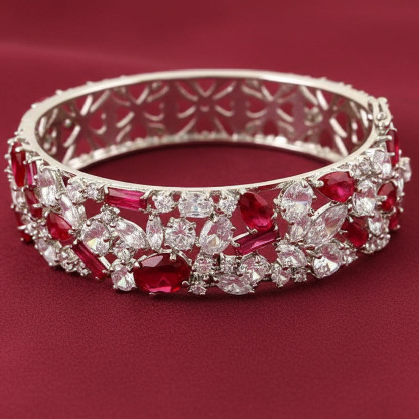 Bound Jewels Radiance Multi-Faceted Zircon Statement Bracelet - Rhodium