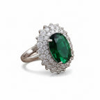 Luxury oval 3A zircon ring by Bound Jewels in rhodium setting, showcasing sparkling details and elegant design.