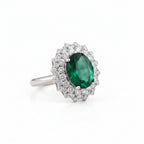 Delicate rhodium oval ring featuring 3A zircon stones from Bound Jewels, showcasing luxury and elegance.