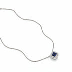 Rhodium double-line square zircon pendant by Bound Jewels, showcasing a radiant design and sparkling details.