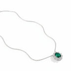 Rhodium-plated Luxora oval zircon pendant by Bound Jewels, showcasing a sparkling zircon stone in an elegant setting.