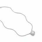 Rhodium double-line square zircon pendant by Bound Jewels, showcasing a radiant design with sparkling stones.