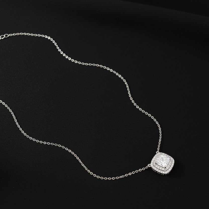 Bound Jewels Radiant Double-Line Square Zircon Pendant