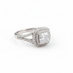 Luxury elegant square zircon ring by Bound Jewels in rhodium finish, showcasing a sparkling centerpiece and refined design.