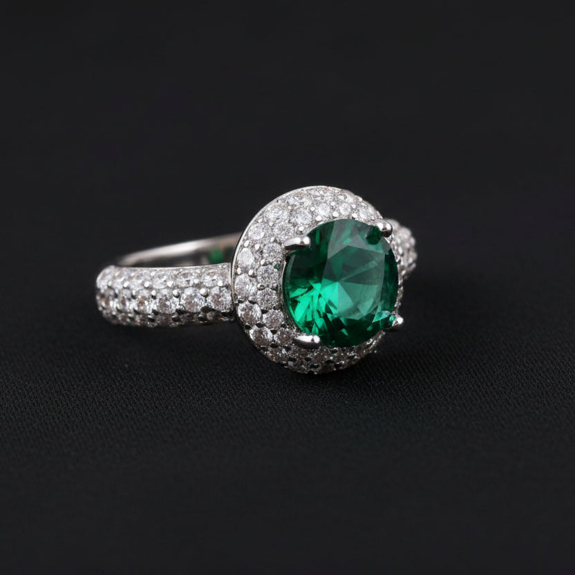 Bound Jewels Zircon Solitaire Pave Bezel Ring - Rhodium