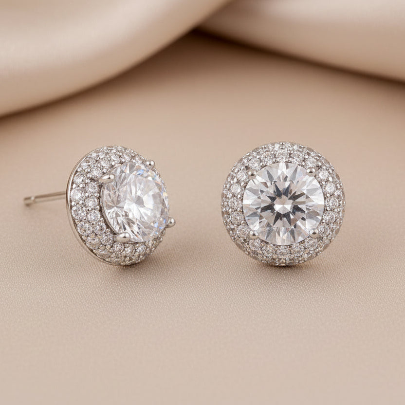Bound Jewels Bezel CZ Solitaire Stud Earrings