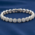 Gold-plated bracelet featuring a miniature floral cluster design with zircon accents by Bound Jewels.