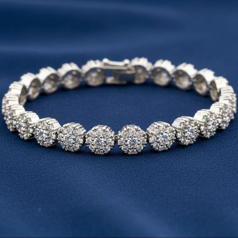 Bound Jewels Miniature Floral Cluster Zircon Bracelet - Gold-Plated