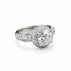 Rhodium-plated Bound Jewels zircon solitaire pave bezel ring with a sparkling center stone and elegant band design.