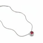 Rhodium-plated Bound Jewels Royale round pendant featuring 3A zircon, elegantly designed with a sparkling finish.