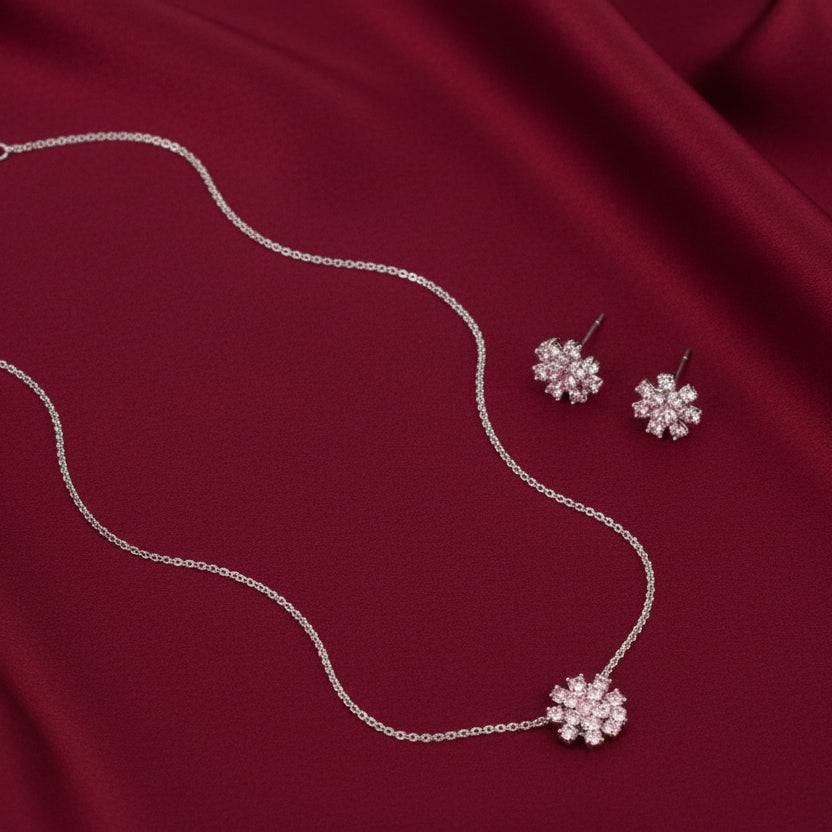 Hedgehog sphere zircon necklace and stud earring set by Bound Jewels, featuring intricate detailing and sparkling stones.