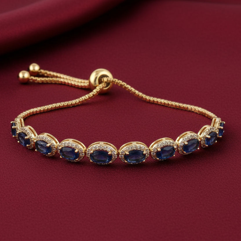 Bound Jewels Exquisite Oval Halo Adjustable Bracelet