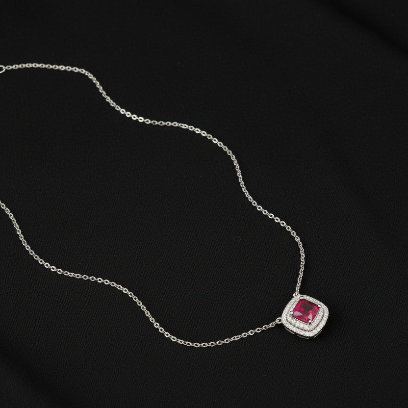 Bound Jewels Radiant Double-Line Square Zircon Pendant