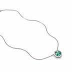 Rhodium-plated Bound Jewels Royale round pendant featuring 3A zircon in a sparkling design.
