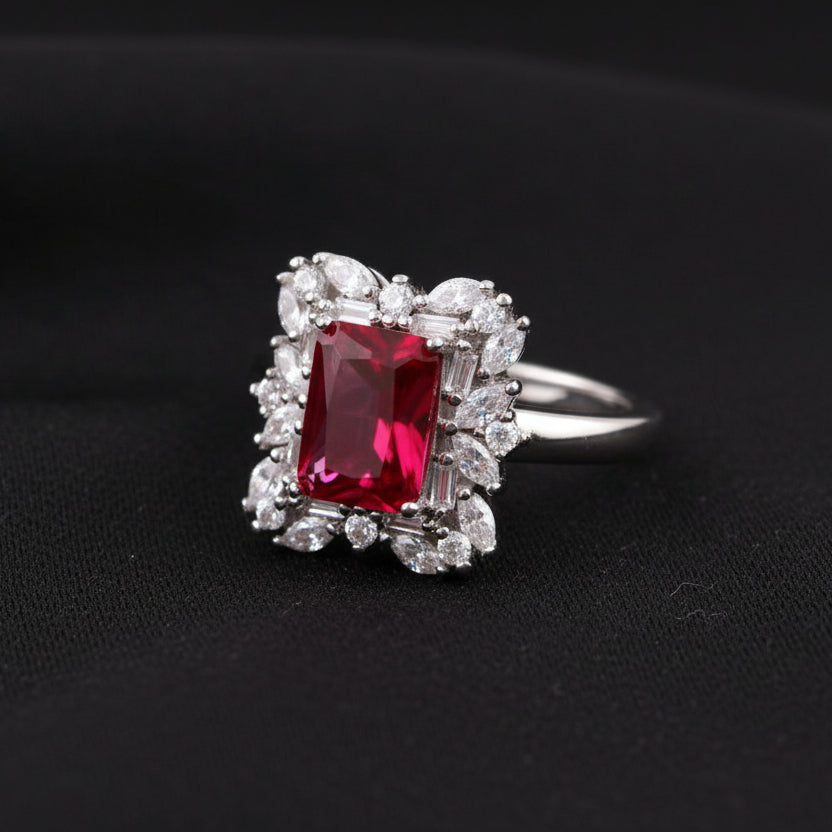 Bound Jewels Fancy Rectangle Zircon Statement Ring - Rhodium