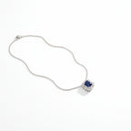 Rhodium square zircon pendant from Bound Jewels, showcasing a luxurious design with sparkling facets.