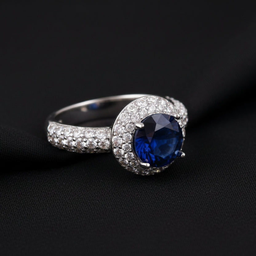 Bound Jewels Zircon Solitaire Pave Bezel Ring - Rhodium