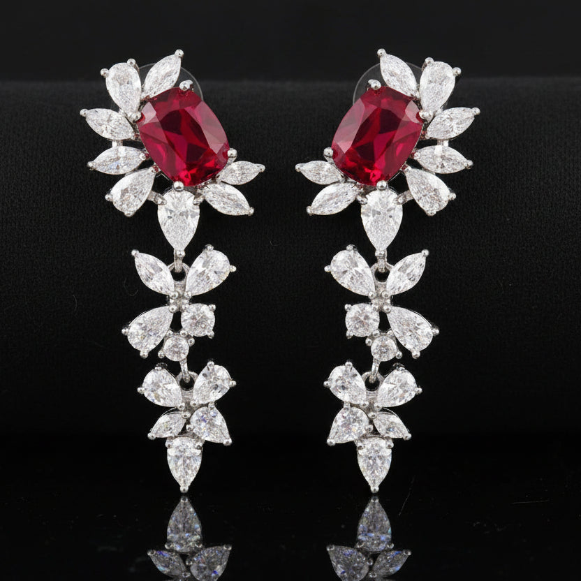 Bound Jewels Long Drop Zircon Earrings
