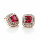 Bound Jewels double line square zircon earrings in rhodium, showcasing sparkling zircon stones and a modern design.