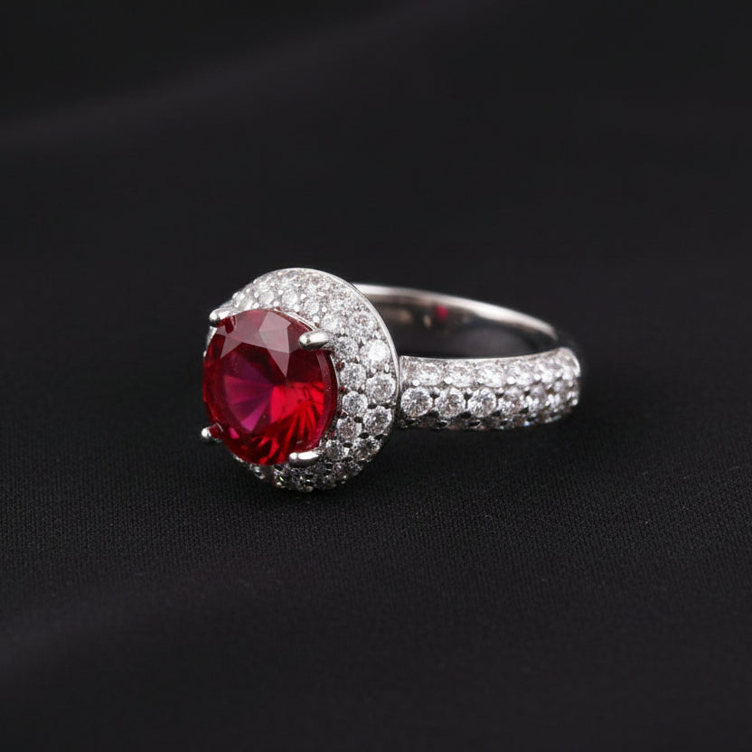 Bound Jewels Luxury Zircon Solitaire Pave Bezel Ring