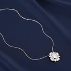 Rhodium pendant featuring an artistic pattern with 3A zircon from Bound Jewels, showcasing intricate design and shine.