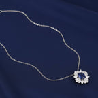 Rhodium pendant featuring artistic pattern with 3A zircon from Bound Jewels, showcasing intricate design and sparkling details.