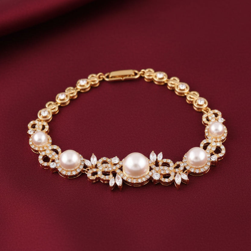 Bound Jewels Exquisite Silver Pearl Bracelet