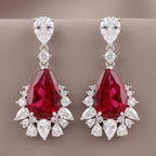 Rhodium-plated Bound Jewels luxury zircon drop earrings with elegant design and sparkling stones.