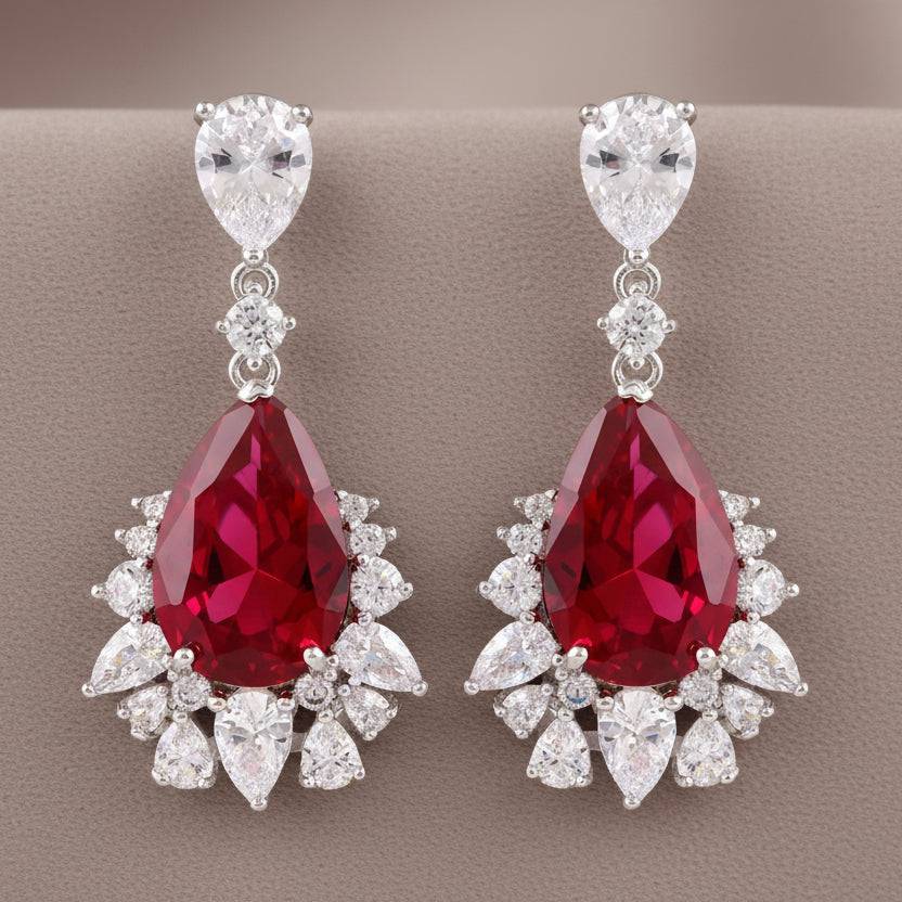Rhodium-plated Bound Jewels luxury zircon drop earrings with elegant design and sparkling stones.