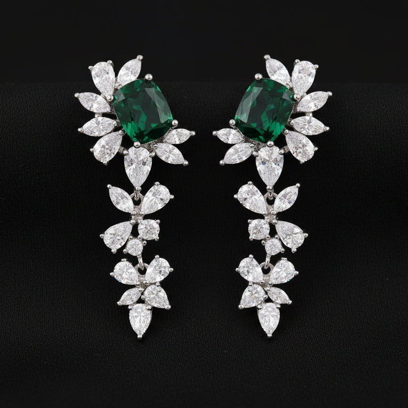 Bound Jewels Long Drop Zircon Earrings