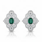 Rhodium-plated floral zircon stud earrings from Bound Jewels, showcasing intricate design and sparkling gemstones.