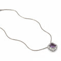 Rhodium-plated Bound Jewels square zircon pendant with a luxury design, showcasing sparkling zircon stones.