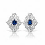 Luxury floral zircon stud earrings in rhodium by Bound Jewels, showcasing intricate design and sparkling details.