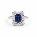 Rhodium-plated Fancy Rectangle Zircon Statement Ring by Bound Jewels, showcasing a stunning rectangular zircon stone.