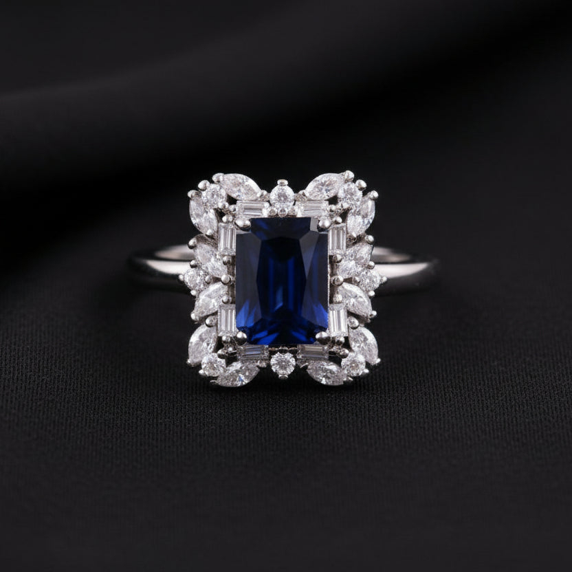 Bound Jewels Fancy Rectangle Zircon Statement Ring - Rhodium