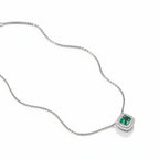 Rhodium double-line square zircon pendant from Bound Jewels, showcasing a radiant design and sparkling details.