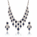 Rhodium-plated Bound Jewels Royal Wide Drop Zircon choker and earring set displayed on a neutral background.