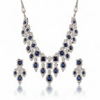 Rhodium-plated Bound Jewels Royal Wide Drop Zircon choker and earring set displayed on a neutral background.