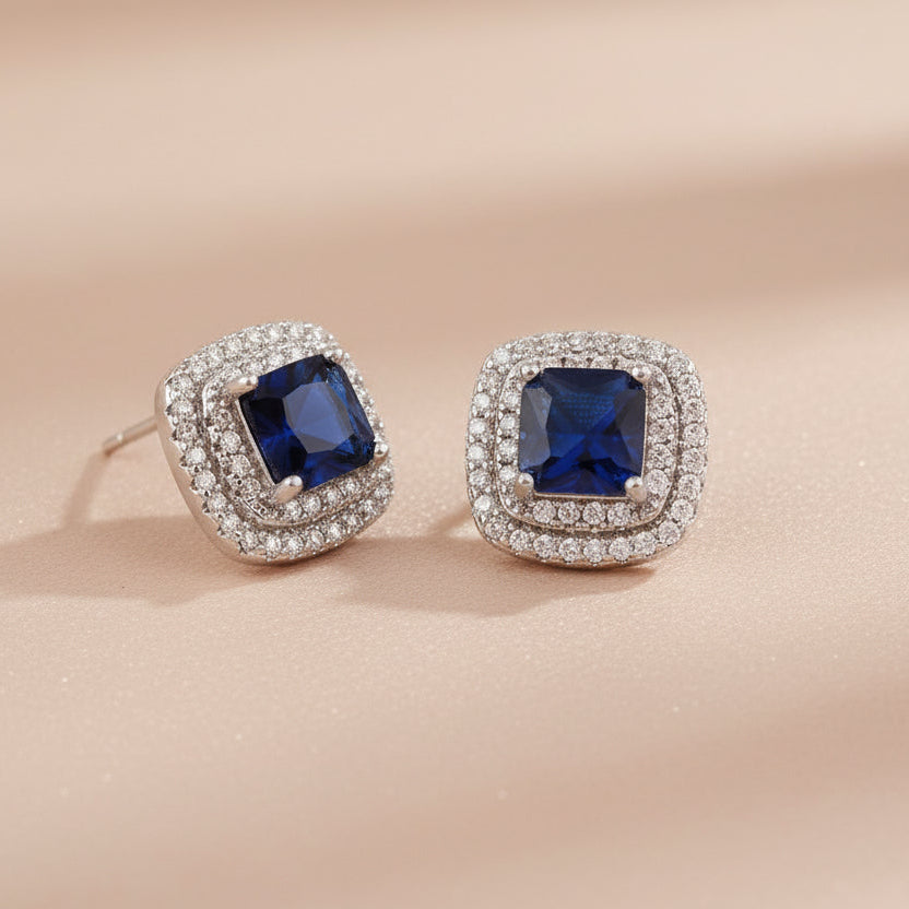 Bound Jewels Double Line Square Earrings