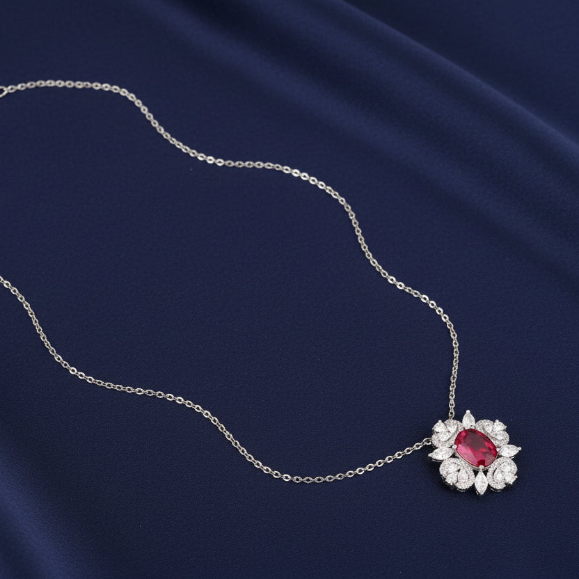 Bound Jewels 3A Zircon Artistic Pattern Pendant - Rhodium