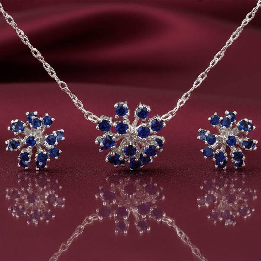 Bound Jewels hedgehog sphere zircon necklace and stud earring set displayed on a soft surface with sparkling details.