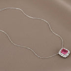 Bound Jewels luxury rhodium square zircon pendant with a sparkling design and elegant finish.