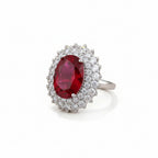Bound Jewels luxury oval 3A zircon ring in rhodium setting, showcasing intricate design and sparkling stones.