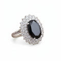 Rhodium oval 3A zircon ring by Bound Jewels, featuring a luxurious design and sparkling stone details.